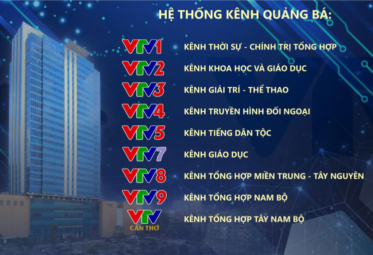 CÁC KÊNH PHÁT SÓNG QUẢNG BÁ CỦA ĐÀI TRUYỀN HÌNH VIỆT NAM