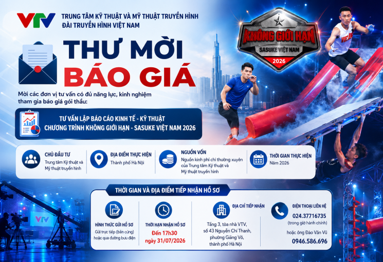 Mời báo giá tư vấn lập Báo cáo kinh tế - kỹ thuật chương trình "Không giới hạn - Sasuke Việt Nam 2026"