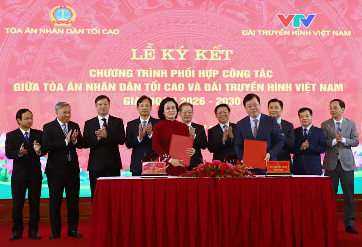 Đài Truyền hình Việt Nam và Tòa án nhân dân tối cao ký kết Chương trình phối hợp công tác giai đoạn 2026 - 2030