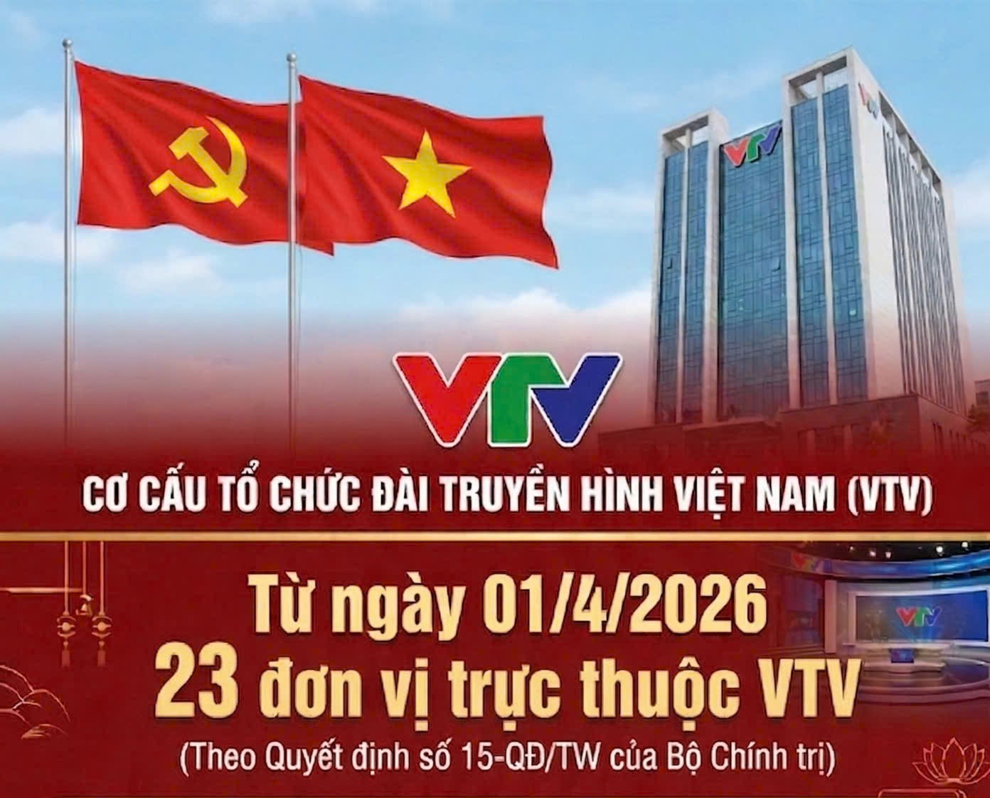 CƠ CẤU TỔ CHỨC CỦA ĐÀI TRUYỀN HÌNH VIỆT NAM TỪ 01/4/2026