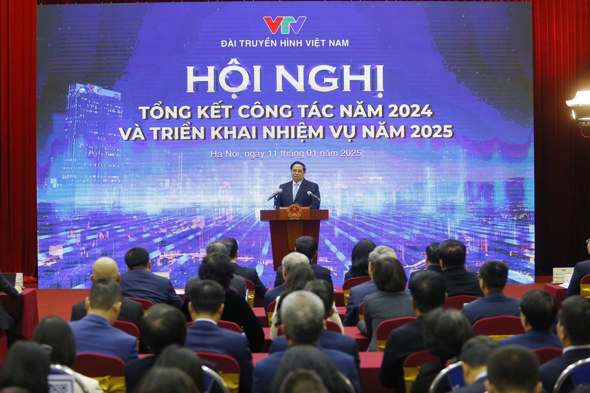 Thủ tướng Phạm Minh Chính dự Hội nghị tổng kết năm 2024 và triển khai nhiệm vụ năm 2025 của Đài Truyền hình Việt Nam