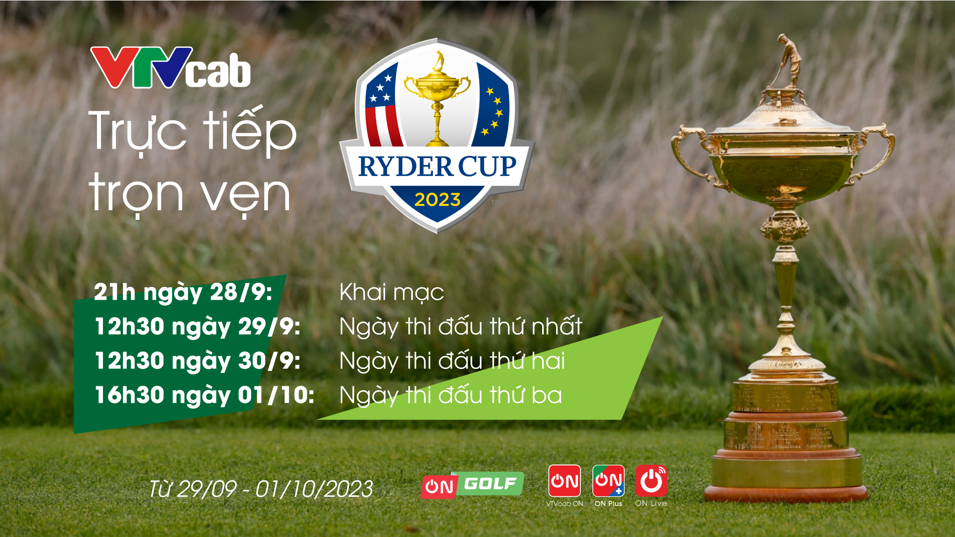 Thưởng thức Ryder Cup trên VTVcab