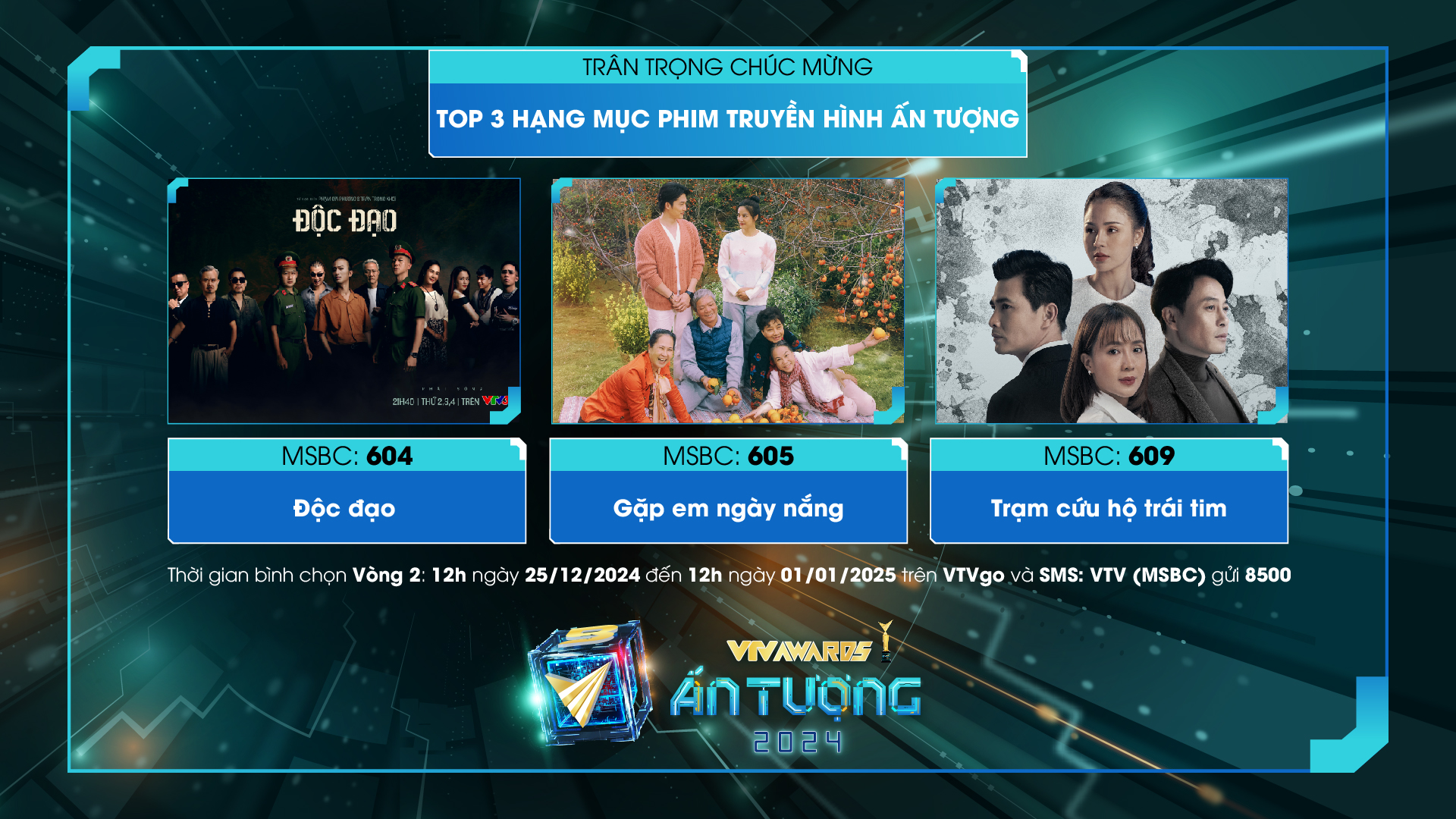 VTV Awards 2024: Top 3 các hạng mục của vòng bình chọn 1