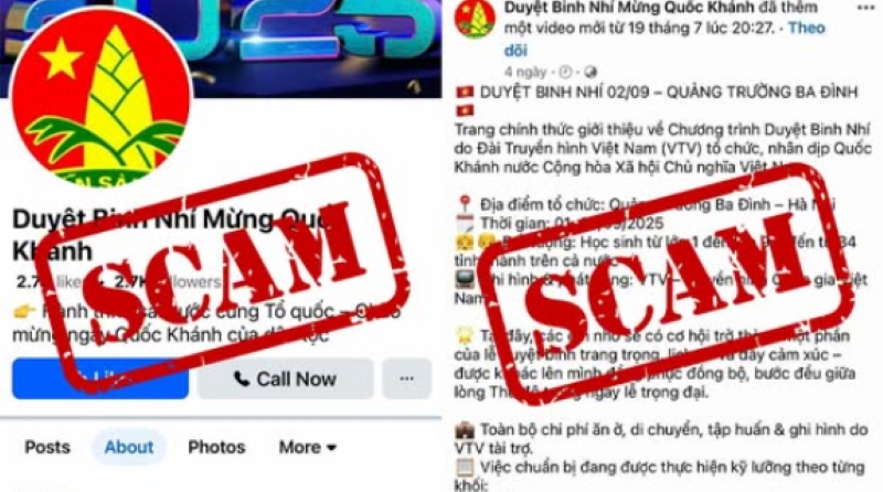 Cảnh báo giả mạo VTV tổ chức “Duyệt binh nhí mừng Quốc khánh” để lừa đảo