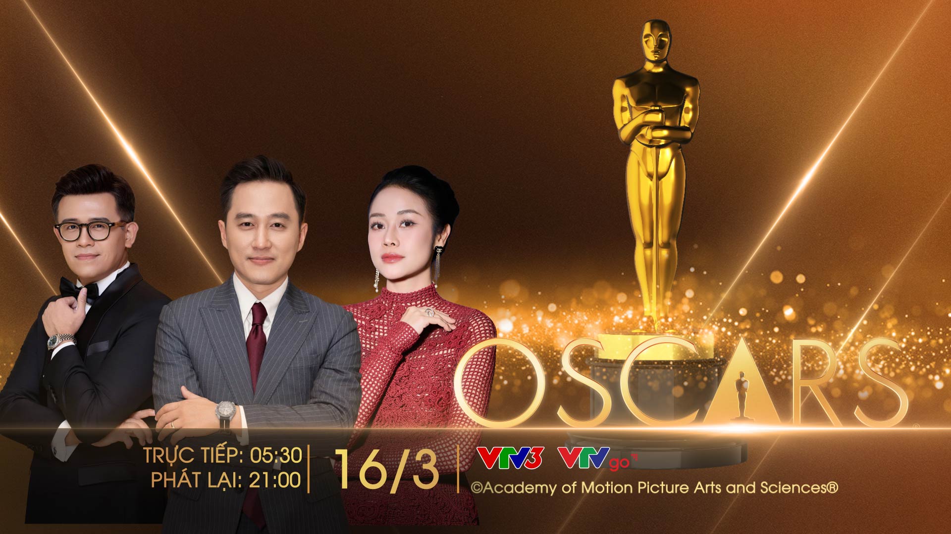 Bộ 3 MC Đức Bảo, Ngọc Huy, Phí Linh dẫn dắt chương trình trực tiếp Oscar 2026 trên VTV