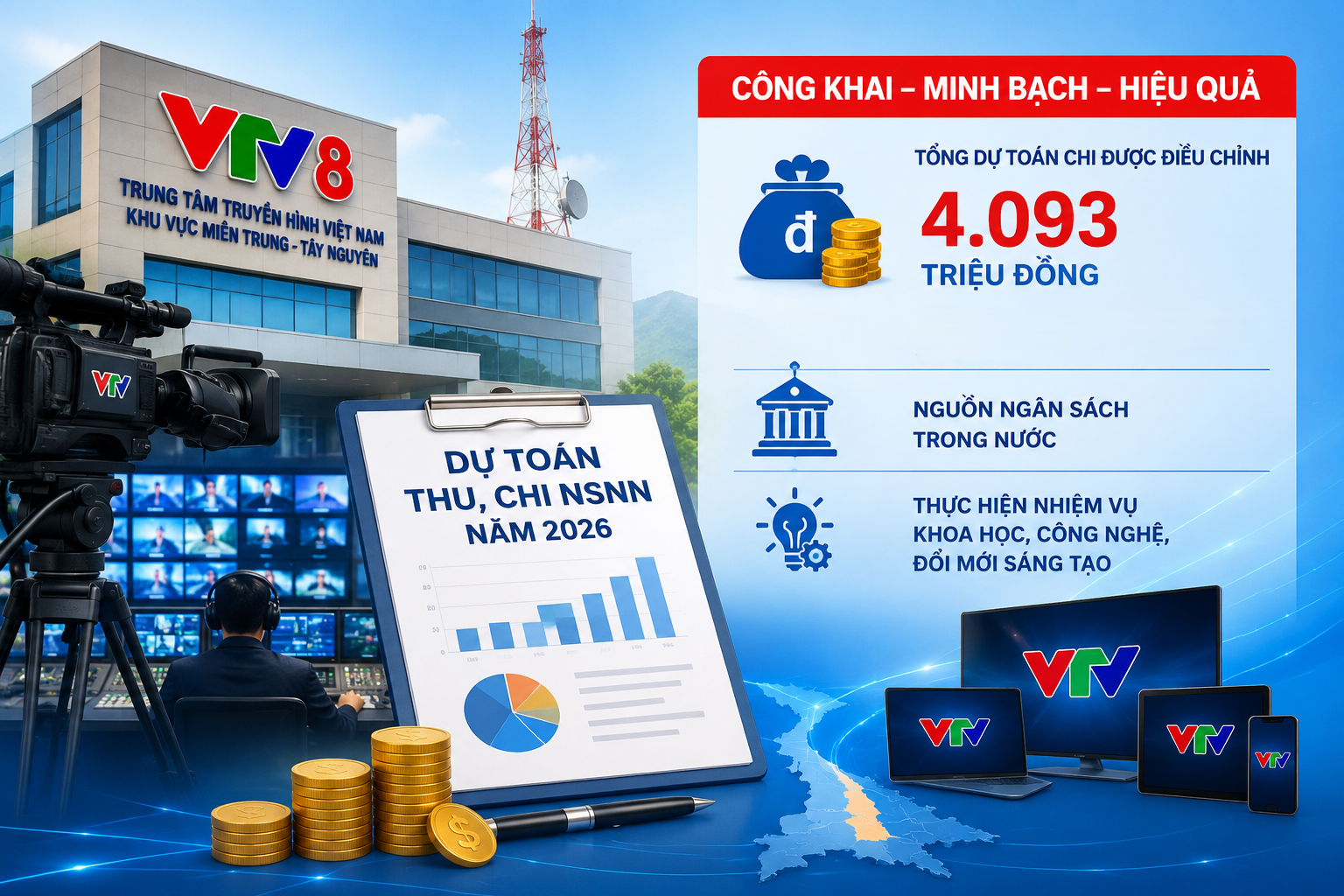 VTV8 công khai điều chỉnh dự toán thu, chi NSNN năm 2026