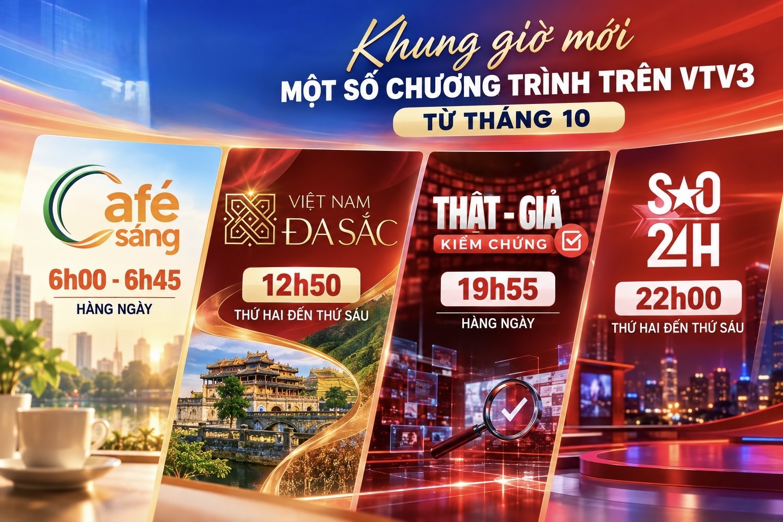Từ tháng 10, một số chương trình trên VTV3 có khung giờ mới