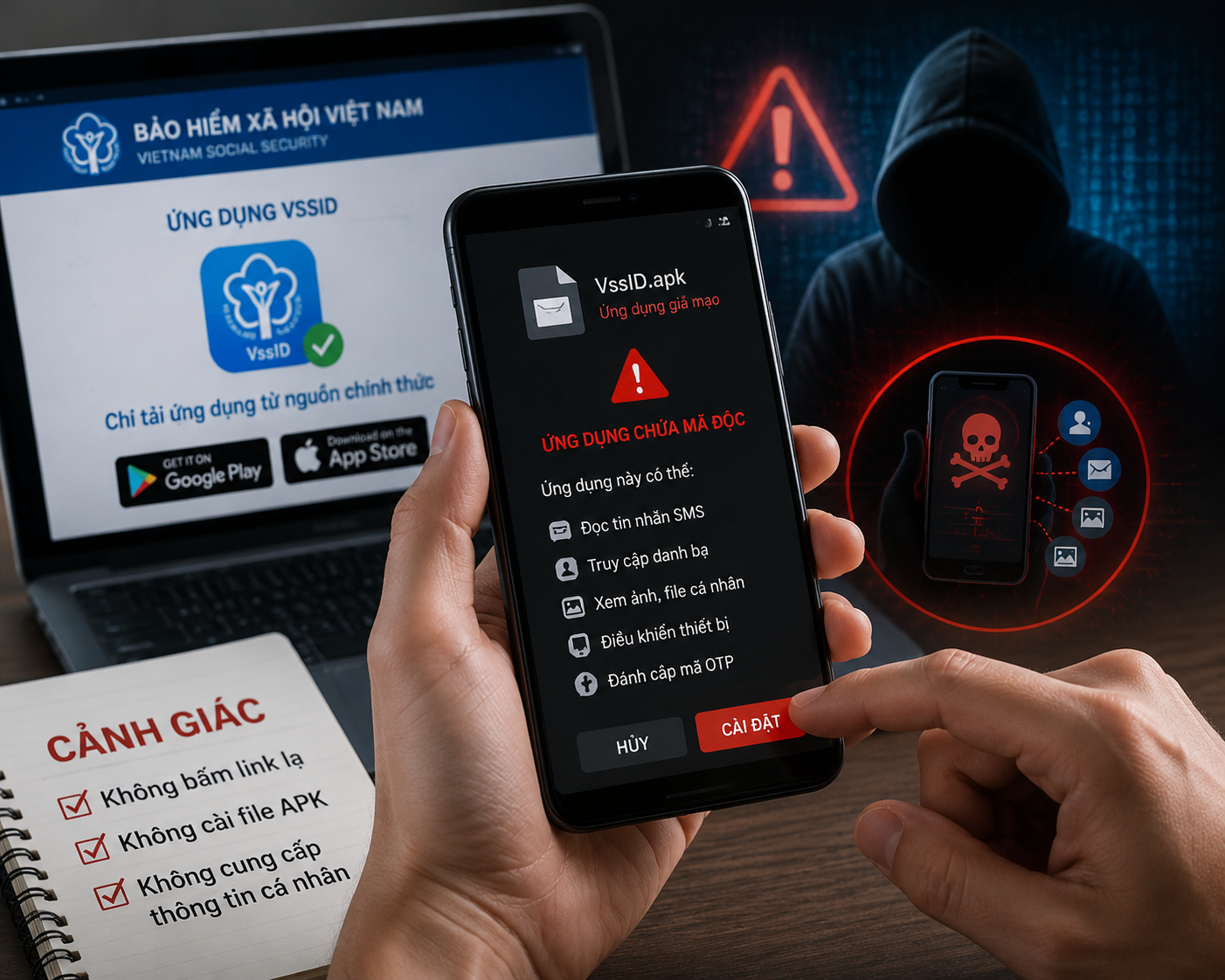 Cảnh báo ứng dụng VssID giả mạo có thể chiếm quyền điều khiển điện thoại để đánh cắp tiền